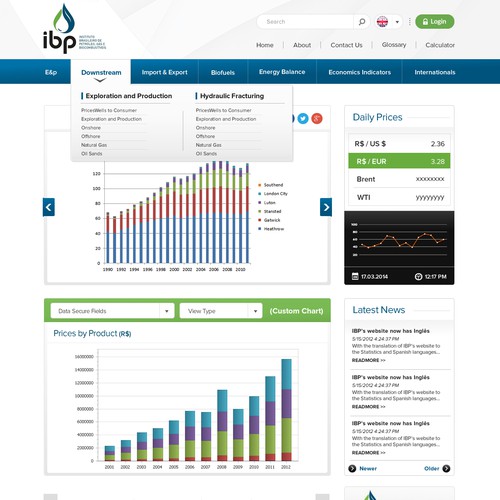 Redesign for an economic information system website | Web page design ...