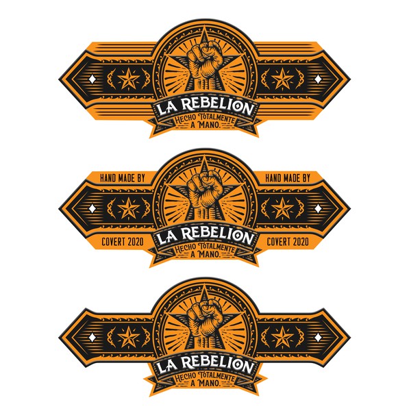 Detailed label for La Rebelion cigars