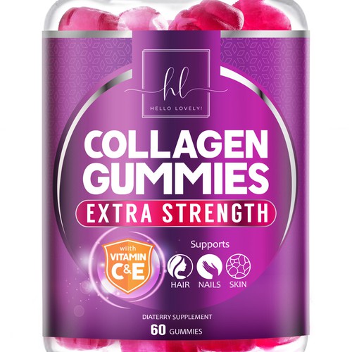 Hello Lovely needs a Collagen Gummies product label Design by agooshe