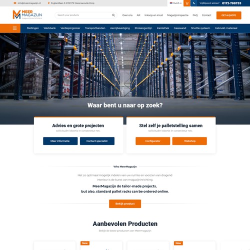 Creative website templates for a leading pallet racks company_ Meermagazijn Design réalisé par Aj3664