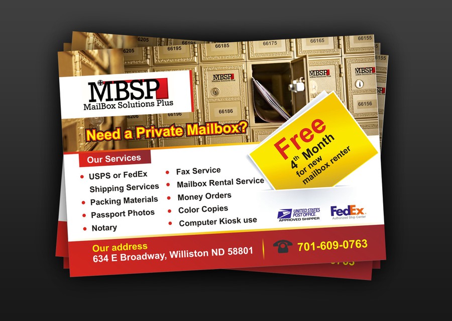 New postcard or flyer wanted for Mailbox Solutions Plus Postcard