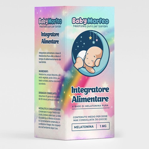 Baby Morfeo -Melatonina per Bambini -  Melatonin Supplement for kids Box and label design Design by Zemunchica ♣♣♣♣♣