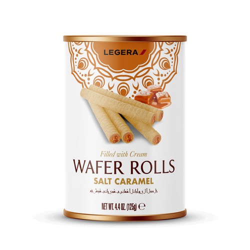 LEGERA Wafer Rolls Pack 125 gm - Salted Caramel Design by Gustavo RV