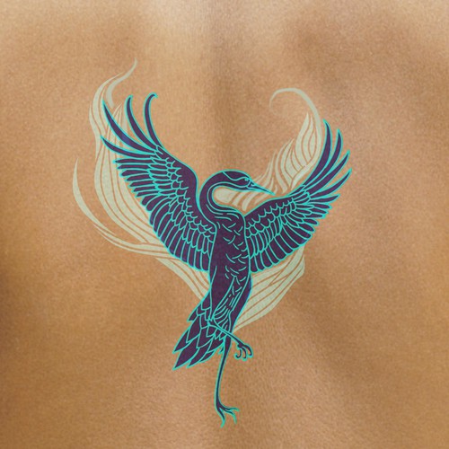 Husband + wife crane tattoo design Design by Doroteea_isp22