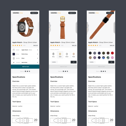 Design a watch strap builder for undone Web page design contest