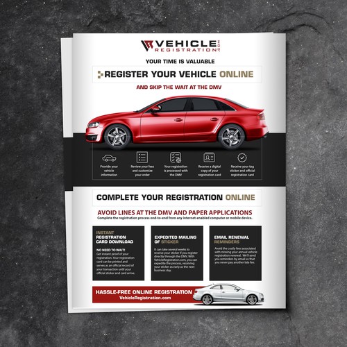 One-Page Flyer for VehicleRegistration.com Design by Y&B