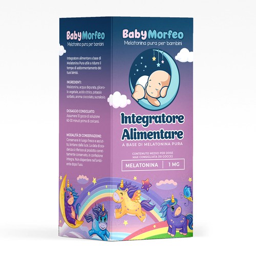 Baby Morfeo -Melatonina per Bambini -  Melatonin Supplement for kids Box and label design Design by Zemunchica ♣♣♣♣♣