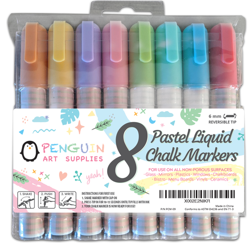 Design a product label for pastel liquid chalk markers