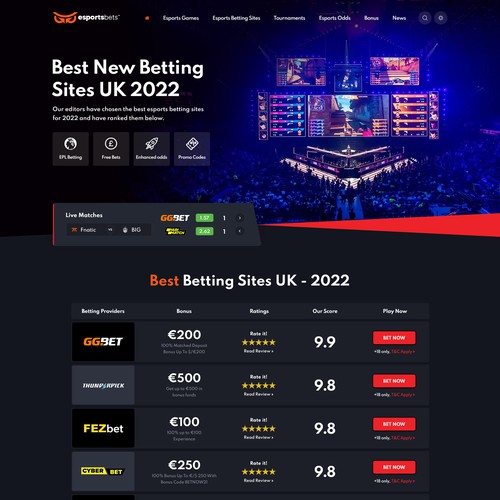 Design di Design a new Esports betting comparison website di Mahant Arts