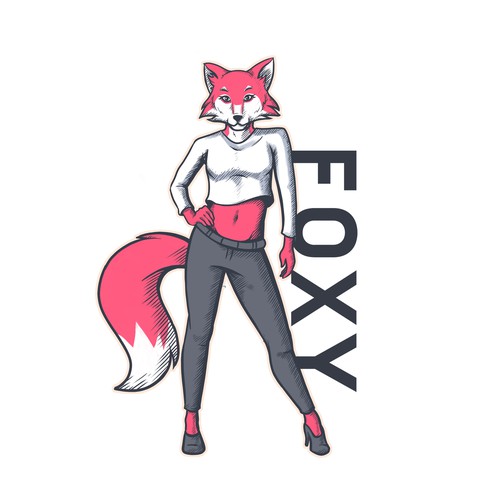 Create a fun, sexy, female, humanoid-fox character/icon for Foxy Design by Rozart ®
