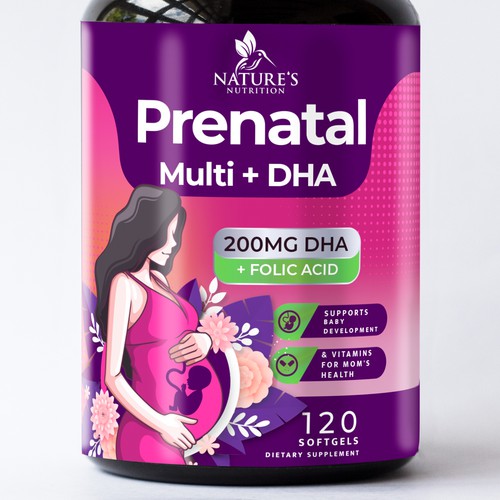 Prenatal Vitamins Label Design needed for Nature's Nutrition Réalisé par R O S H I N