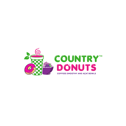 Design We need a modern exciting logo to encompasses our Name Country Donuts Coffee smoothy bowls di ropix