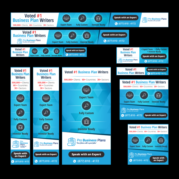 Making a set of 12 banners for Business Plan Writers