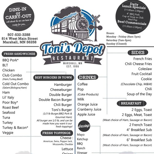 Sub & Burger Restaurant needs NEW DESIGN take out menu! Design by rizka.arusima