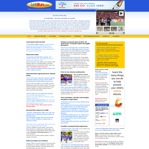 LetsRun.com Homepage Re-Design/Cleanup Diseño de pscola