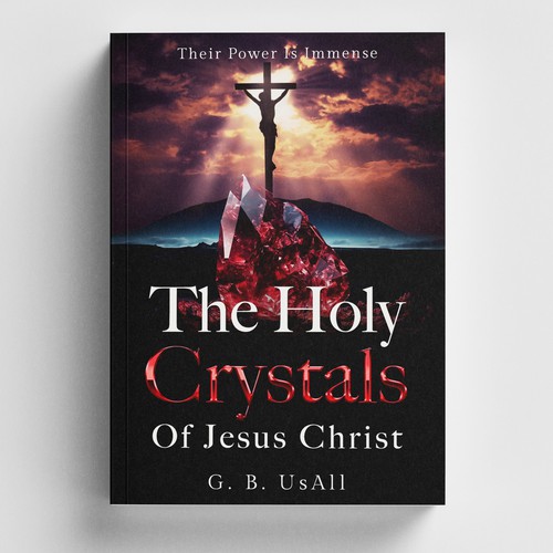 Jesus on the cross with his blood transforming crystals beneath the cross. Design by -Saga-