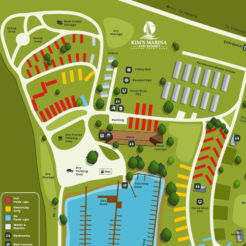Please design a simple, fresh, updated map of our campground and marina for our website Design by Active Theory ✦✦✦