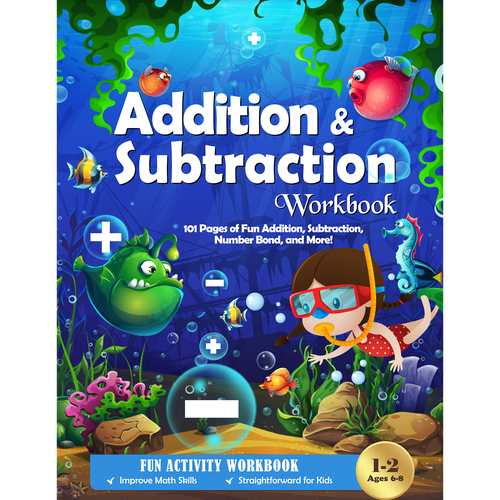 Fun design for kids math workbook Design by H-Izz Design