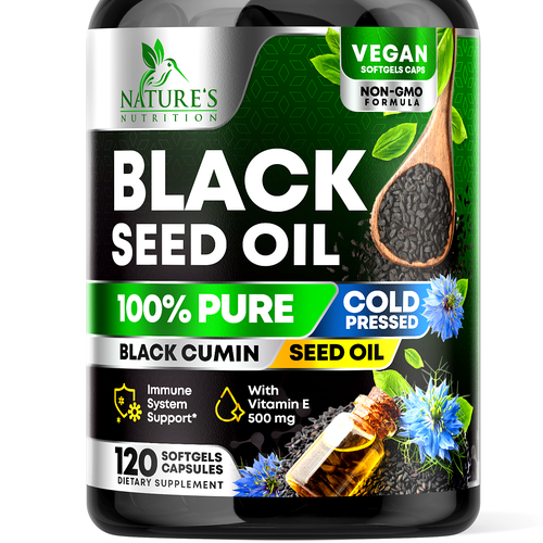 Natural Black Seed Oil Design Needed for Nature's Nutrition Design by rembrandtjurin