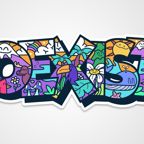NEED FUN AND COLORFUL "COEXIST" STICKER ILLUSTRATED Design by PEDROVALERODSGN ✅