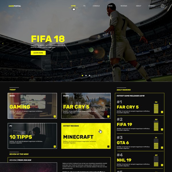 Design by floriss titled "Webdesign | Game Portal"