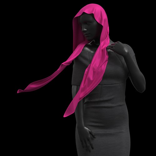 Sleek, modern 3D product rendering of head wrapping scarf. Design by kOuNy