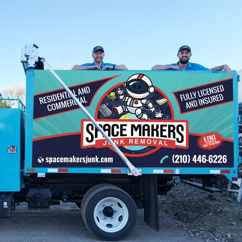 Fun and Catchy Junk Removal Service Truck Wrap - Space Theme Design by GrApHiC cReAtIoN™