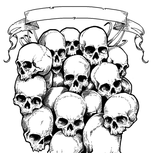 pile of skulls tattoo