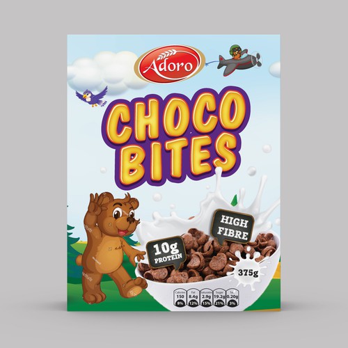 Design a kid friendly packaging (box) for our cereal brand Design by Shark1@