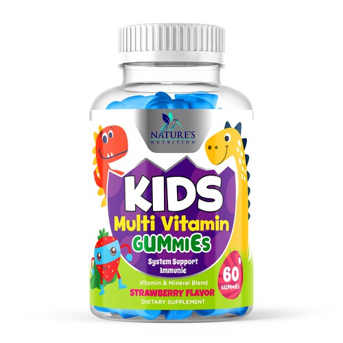 Tasty Kids Multivitamin Gummies Product Label for Nature's Nutrition Design by Designer_John