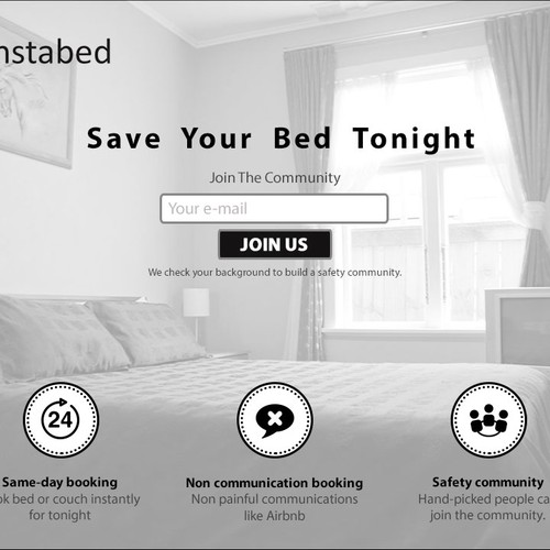 Landing page for simple, on-demand bed booking app Design by WebSmash Studio