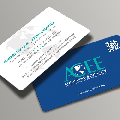 Design ACEE's new business card to show the partnership with JHU ITGL program di Roni_