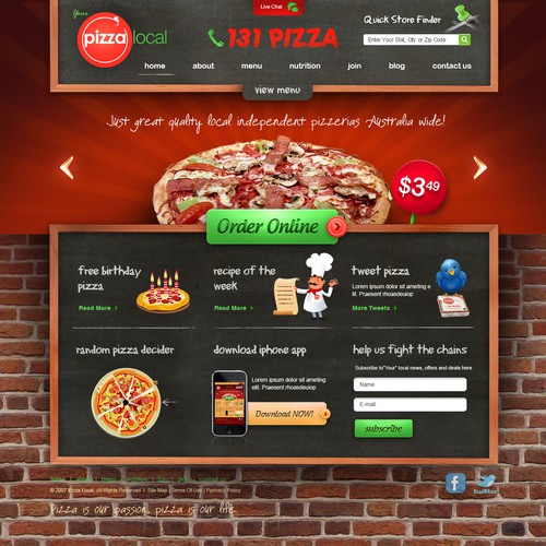 100 Store Pizza Chain - Web Page Design デザイン by Ogranak