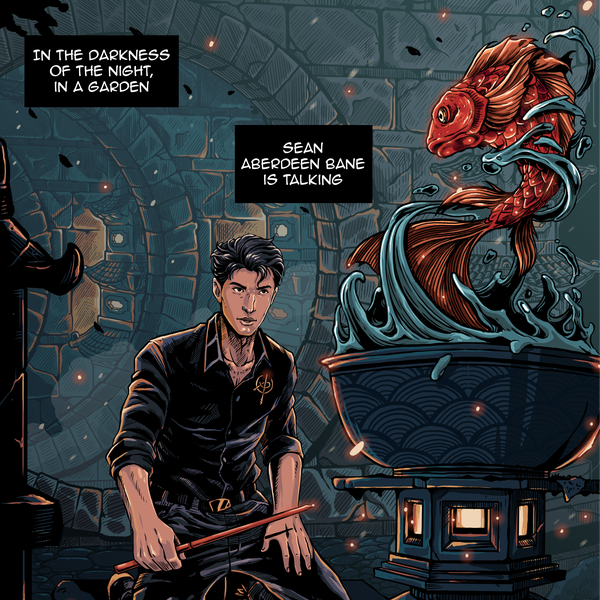 Design by MDV_Studio titled "Illustration with garden/koi fish and wizard"