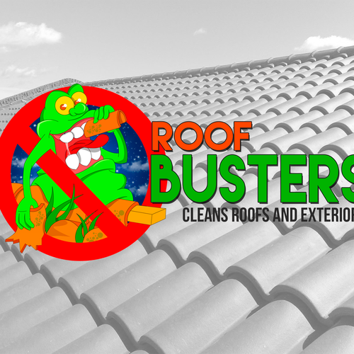 Roof Busters - Roof and Exterior Cleaning logo with a Ghost Busters Theme Design by axelander