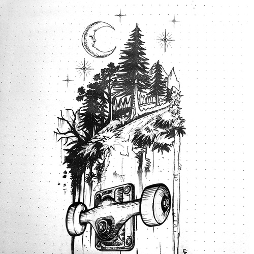 Skateboard Tattoo Design by Armand Par