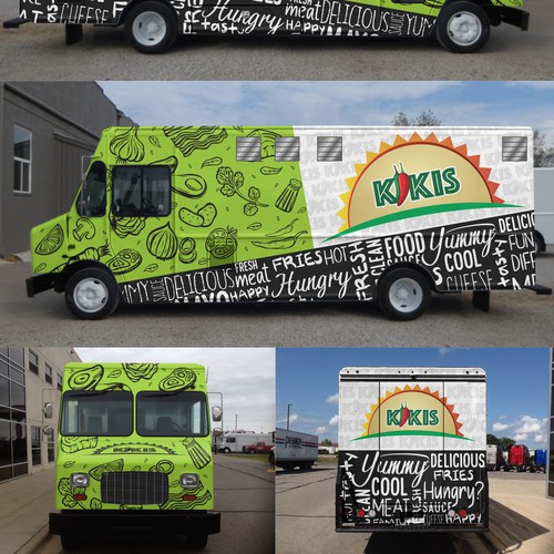 Food truck wrap for a fun entrepeneur trio of friends! Design by aricaturrash