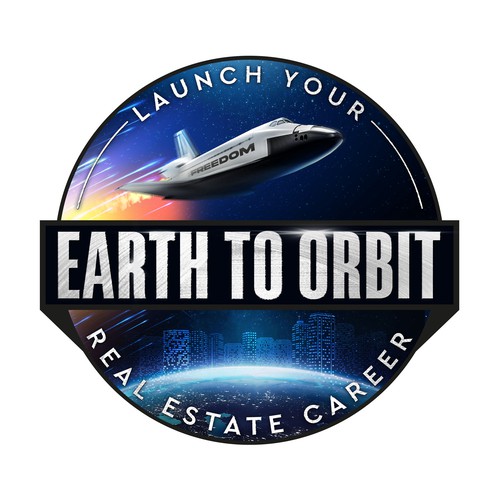 Realistic Logo for "Earth to Orbit" Sales Course. Achieve financial freedom through real estate. Design by GIRA.