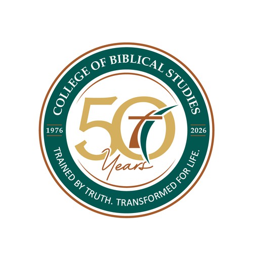"College of Biblical Studies 50th Anniversary Logo" winning 