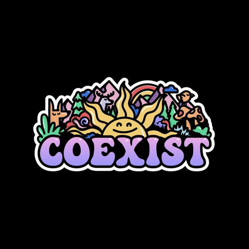 NEED FUN AND COLORFUL "COEXIST" STICKER ILLUSTRATED Design by Wanderline