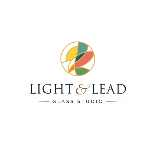 "Bring our vision to LIGHT- upscale logo for at-home stained glass kits" winning Logo & hosted website