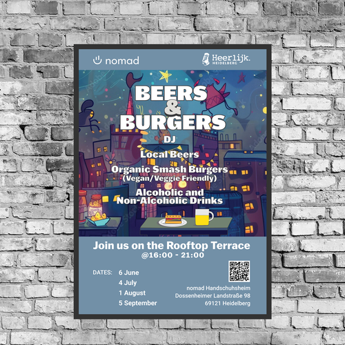 poster for lifestyle café -- event: beers&burgers
