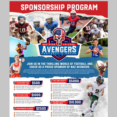 Youth football & cheer sponsorship flyer, Postcard, flyer or print contest