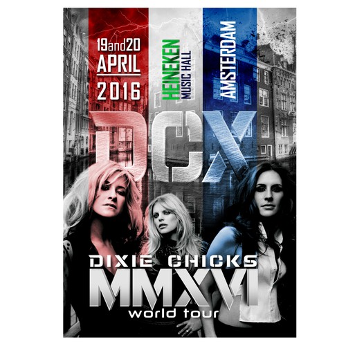 Dixie Chicks 2016 Amsterdam Concert Poster Design by Nick T.