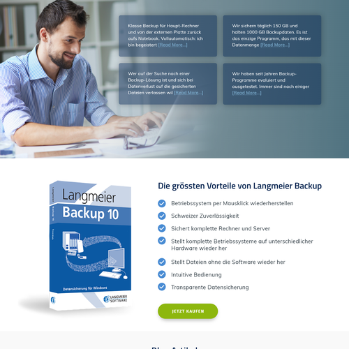 Redesign a Site for a Backup Software Design by Creative Selection