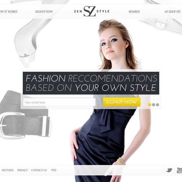 Design by INSANELY.US titled "StyleZen - High Performance Landing Page Needed "