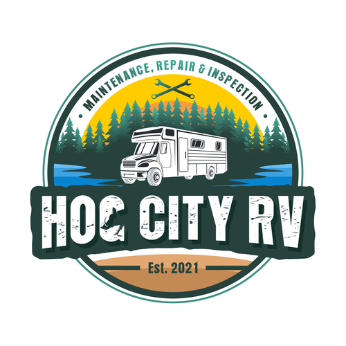 Design a retro/vintage camper logo for our RV Mobile Service business. Design by Hysteria!