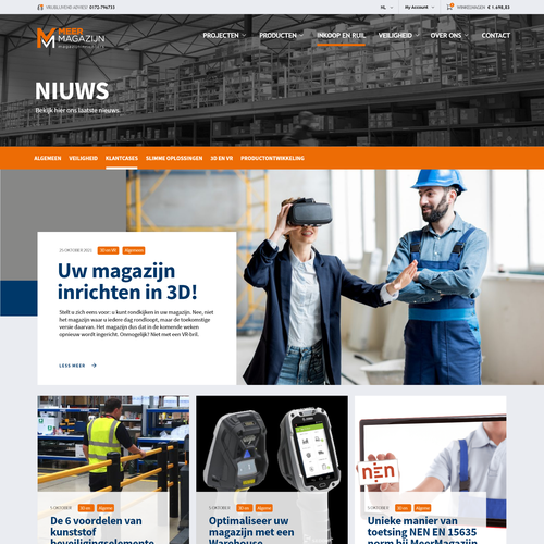 Creative website templates for a leading pallet racks company_ Meermagazijn Design by ChickenDinner