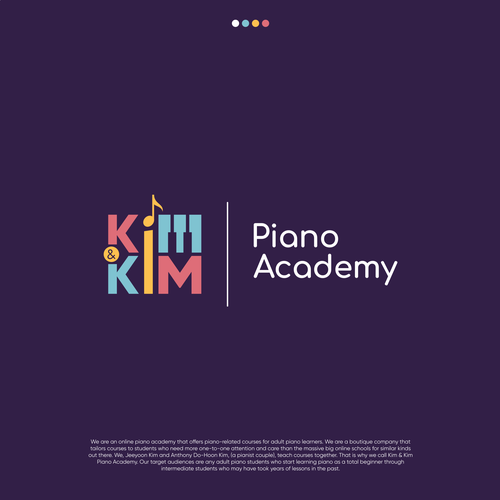 Logo to appeal adult piano students for online piano school called Kim & Kim Piano Academy Design by Ardimast