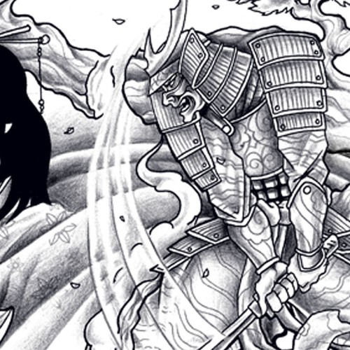 asiatisches S/W-Tattoo /  black&white tattoo asian style Design by INKSPITJUNKIE